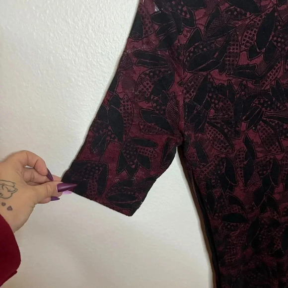 Anthropologie Maeve Velvet Burnout Dress Women's Size 4 Ruched Half Sleeve - Picture 6 of 8